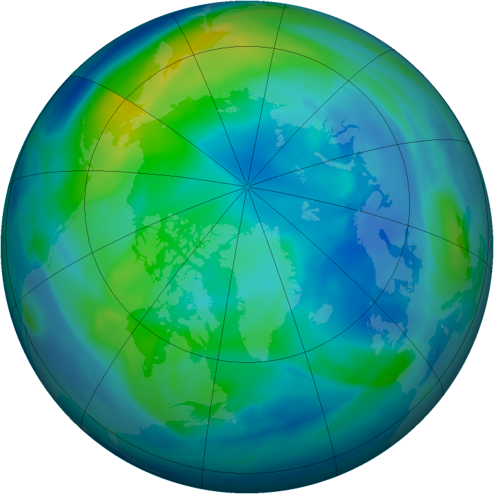 Arctic ozone map for 18 October 2005